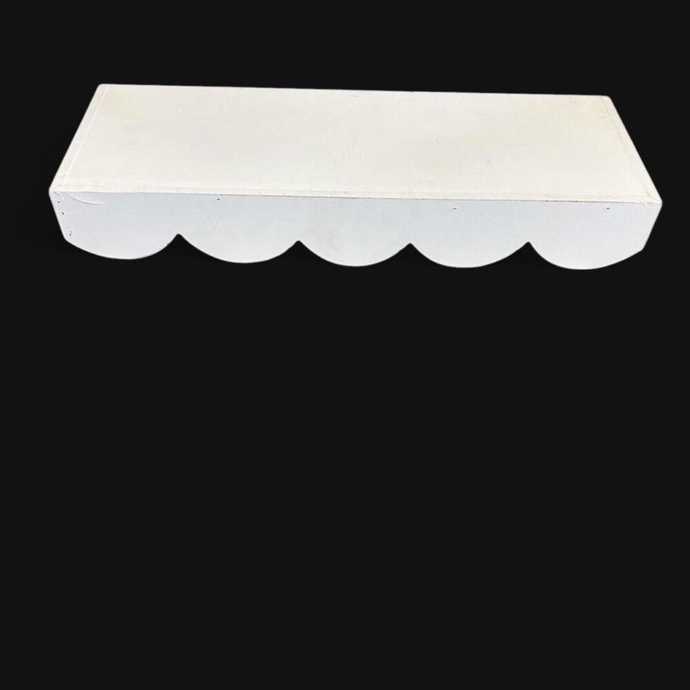 Adorable White Scalloped Floating Wall Display Shelf